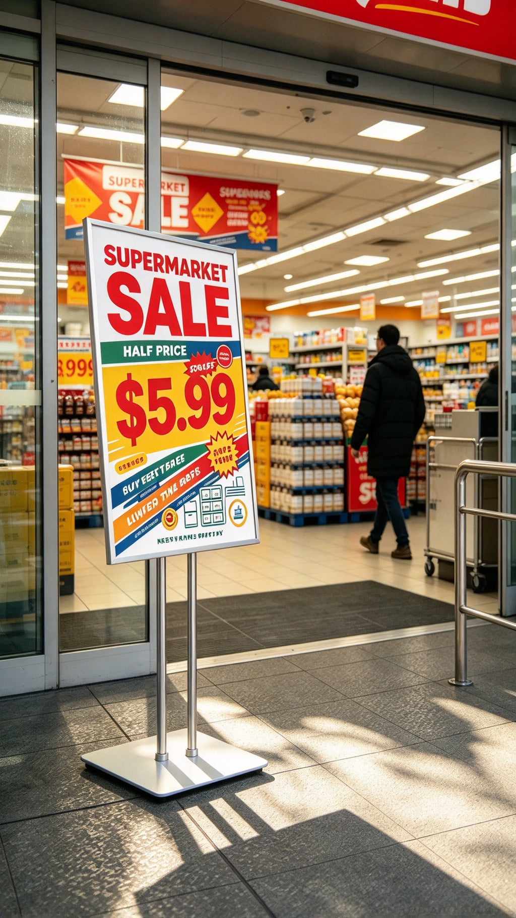 floor sign stand，floor standing sign holder